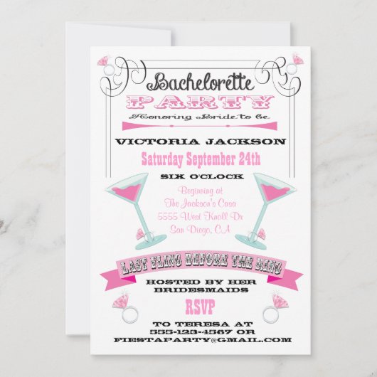 リングや輪バチェロレッテ前の最後の興行期間 招待状 (正面)