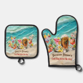 リングや輪ビーチカクテルトロピカル前の最後の興行期間 鍋つかみ&鍋敷きセット (正面)