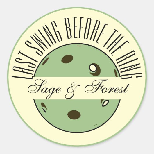 リングや輪ピックボールのセージ結婚前の最後のスイング ラウンドシール (正面)