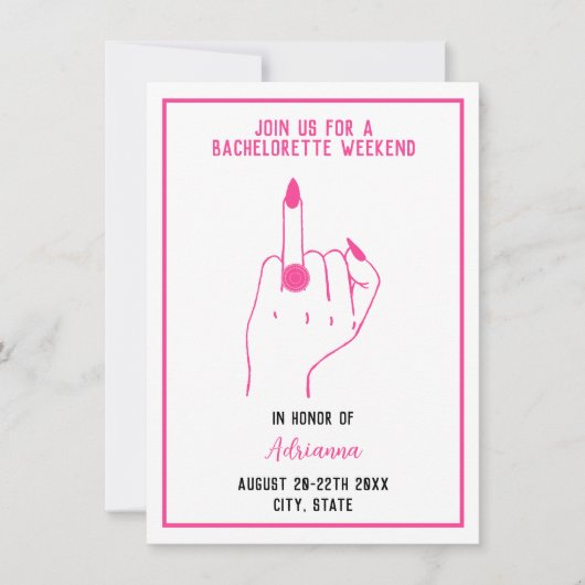 リングや輪フィンガはっきりしたーピンクバチェロレッテガールズウィークエンド 招待状 (正面)