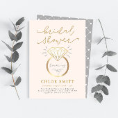 リングや輪ブライダルシャワー招待モダン、ダイヤモンドリングや輪 招待状