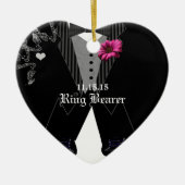 リングや輪ベアラガーベラデイジー結婚ズホリデーオーナメント セラミックオーナメント (正面)