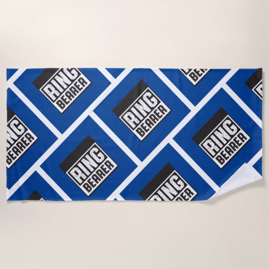 リングや輪ベアラビーチタオルブルー&ブラックコレクション ビーチタオル (正面)