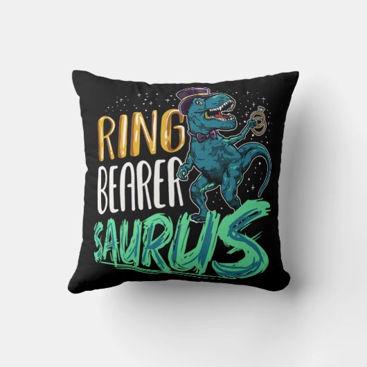リングや輪ベアラーサウルスTレックス恐竜の結婚式 クッション (裏面)