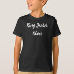 リングや輪ベアラー白黒結婚名前をカスタムする Tシャツ<br><div class="desc">美しい書道、黒と白のリングや輪ベアラTシャツ。名前を追加。結婚披露宴に最適。自分の名前でパーソナライズできる。</div>