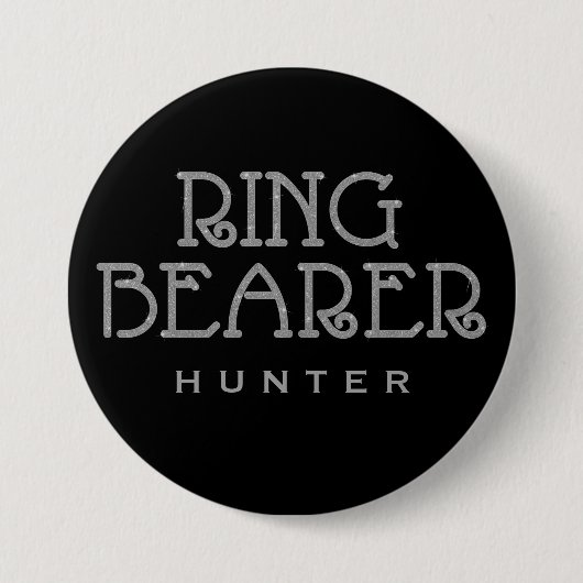 リングや輪ベアラ銀フェイクグリッター名タグボタン 缶バッジ (正面)