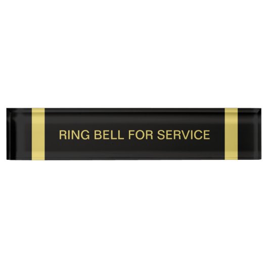 リングや輪ベルのサービスデスク名プレートブラック金ゴールド デスクネームプレート (正面)