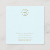 リングや輪ホルダーディスプレイあなたのロゴを追加ライトブルー スクエア名刺 (裏面)