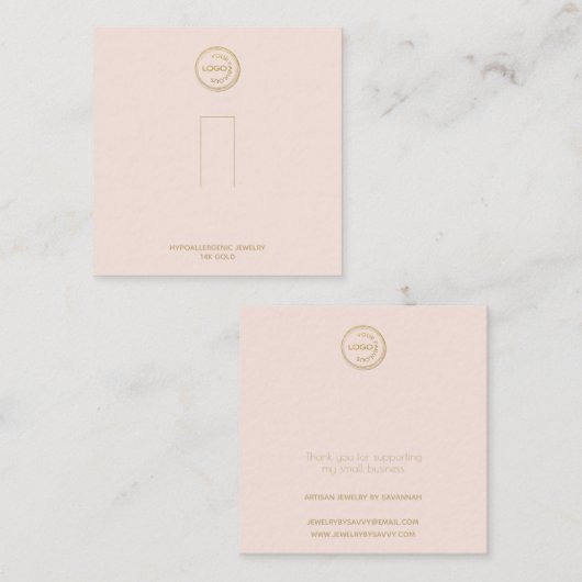 リングや輪ホルダーディスプレイあなたのロゴを追加赤面スクエアバス スクエア名刺 (正面/裏面)