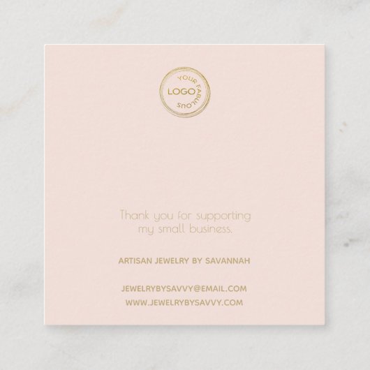 リングや輪ホルダーディスプレイあなたのロゴを追加赤面スクエアバス スクエア名刺 (裏面)