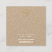 リングや輪ホルダーディスプレイあなたのロゴを追加Kraft スクエア名刺 (裏面)