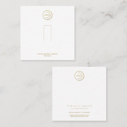 リングや輪ホルダーディスプレイのロゴを白に追加 スクエア名刺 (正面/裏面)