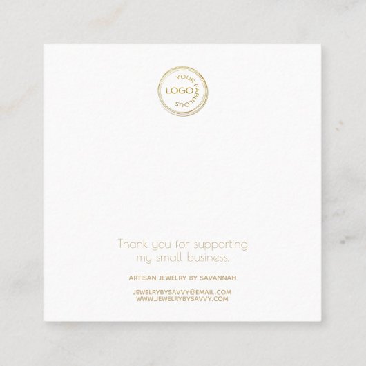 リングや輪ホルダーディスプレイのロゴを白に追加 スクエア名刺 (裏面)