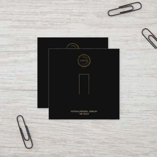 リングや輪ホルダー表示ロゴを黒に追加 スクエア名刺 (正面/裏面インサイチュ)