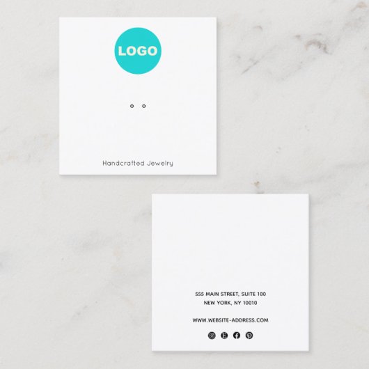 リングや輪ホルダー追加ロゴ正方形ディスプレイスクエア スクエア名刺 (正面/裏面)