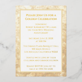 リングや輪ホワイト金ゴールド結婚50周年記念 箔招待状