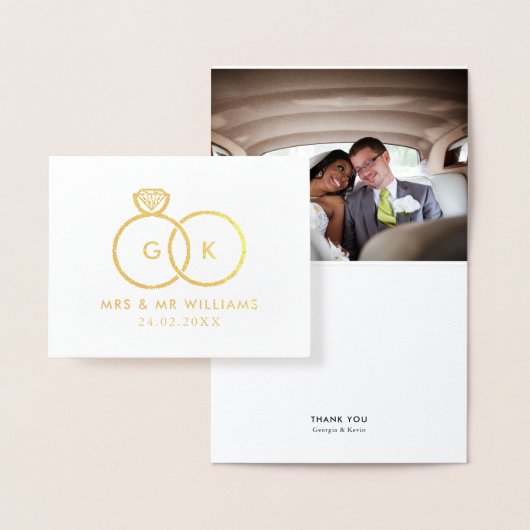 リングや輪モダンカスタム結婚式の写真ありがとう 箔カード (ディスプレー)