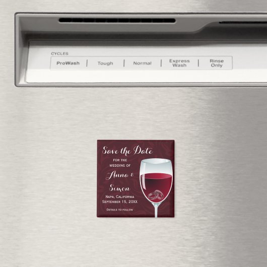 リングや輪ワイングラス結婚式の日付を保存 マグネット (インサイチュ (食洗機))