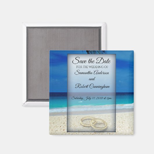 リングや輪付き目的地の結婚式の日付を保存 – マグネット (正面/裏面)