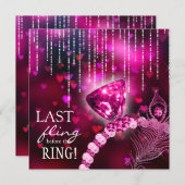 リングや輪前の最後の浮動バチェロレッテピンクリングや輪 招待状 (正面/裏面)