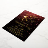 リングや輪前の最後の浮動バチェロレッテ赤と金ゴールド 箔招待状 (回転した状態)