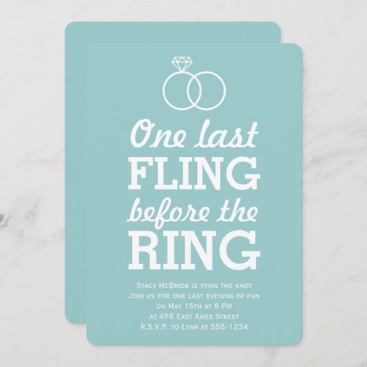 リングや輪前の最後の浮動（青） 招待状 (正面/裏面)