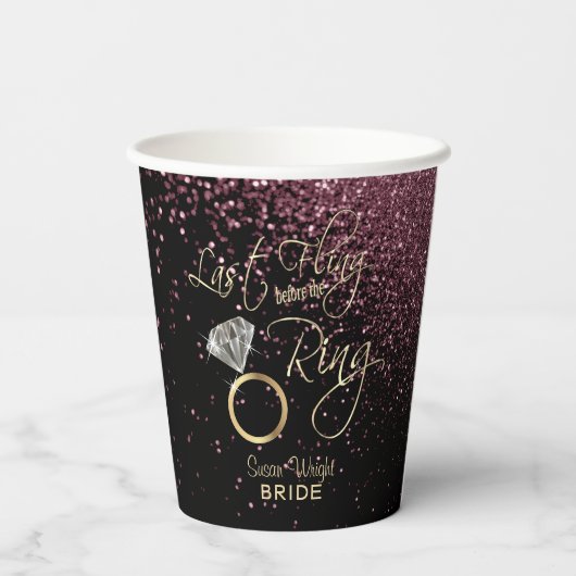 リングや輪前の最後の興行成績バチェロレッテ-バラ金ゴールド 紙コップ (裏面)