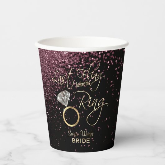リングや輪前の最後の興行成績バチェロレッテ-バラ金ゴールド 紙コップ (正面)