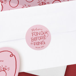 リングや輪前の赤とピンクのドードルスケッチ ラウンドシール