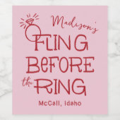 リングや輪前の赤とピンクのドードルスケッチ ワインラベル (シングルラベル)