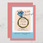 リングや輪婚約パーティ招待状 招待状 (正面/裏面)