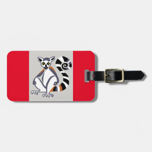 リングや輪尾LEMUR – 絶滅の危機に瀕した動物 – 赤 ラゲッジタグ