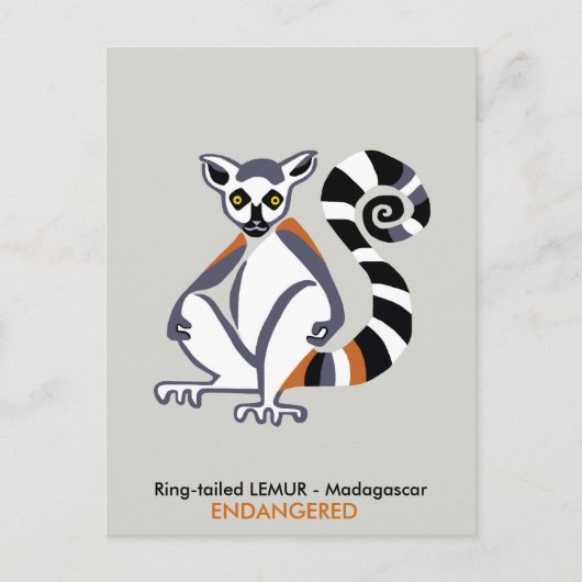 リングや輪尾LEMUR – 絶滅の危機に瀕した動物 – 野生動物 ポストカード (正面)