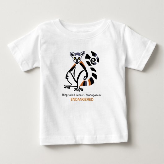 リングや輪尾LEMUR – 絶滅危惧動物グラフィック –  ベビーTシャツ (正面)