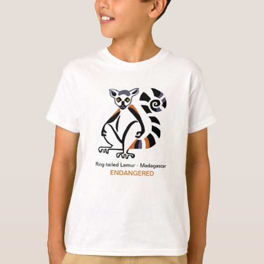 リングや輪尾LEMUR – 絶滅危惧動物グラフィック Tシャツ (正面)