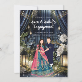 リングや輪式招待状インディアン婚約招待 招待状