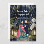 リングや輪式招待状インディアン婚約招待 招待状 (正面/裏面)