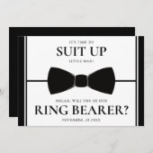 リングや輪持参人提案カード – スーツを着て、小さな男！ 招待状 (正面/裏面)