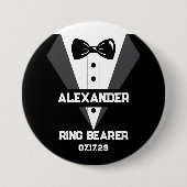 リングや輪持参人贈呈名前をカスタムする及結婚びその期日 缶バッジ (正面)