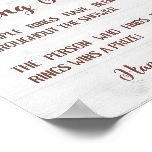 リングや輪狩りひまわりブライダルシャワーゲームサイン ポスター (角)