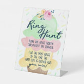 リングや輪狩りアイスクリームブライダルシャワーゲーム 台座サイン (正面)