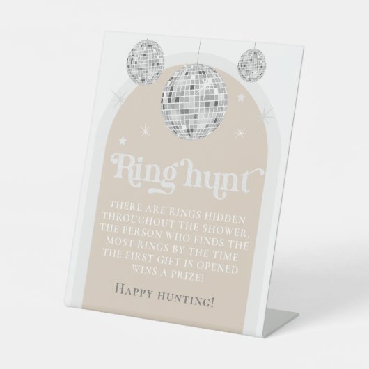 リングや輪狩りゲームディスコボールブライダルシャワー 台座サイン (正面)
