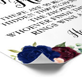 リングや輪狩りゲームブライダルシャワーネイビーフローラ標識 ポスター (角)