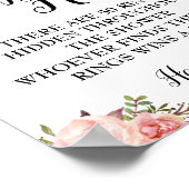 リングや輪狩りゲームブライダルシャワーピンク結婚フローラ ポスター (角)