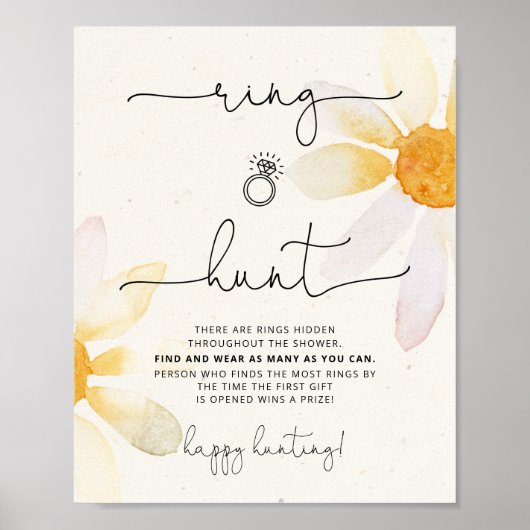リングや輪狩りデイジーブライダルシャワーゲームサイン ポスター (正面)