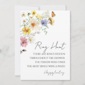 リングや輪狩りワイルドフラワーボホブライダルシャワーゲームカード 招待状 (正面)
