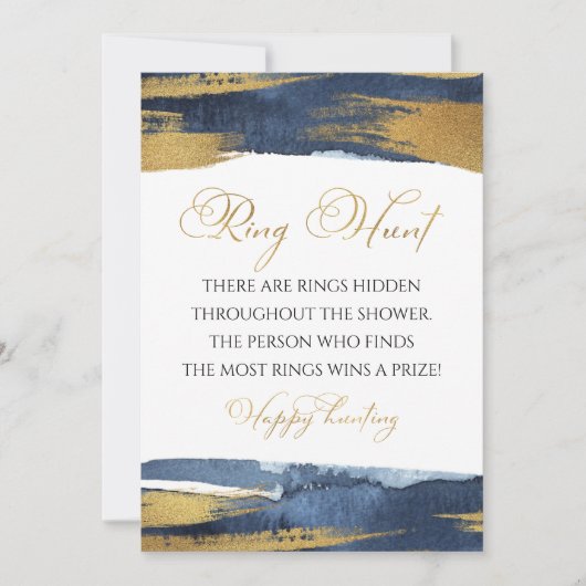 リングや輪狩り抽象芸術ブルーブライダルシャワーゲームカード 招待状 (正面)