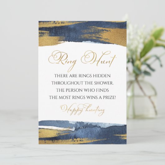 リングや輪狩り抽象芸術ブルーブライダルシャワーゲームカード 招待状 (スタンド正面)