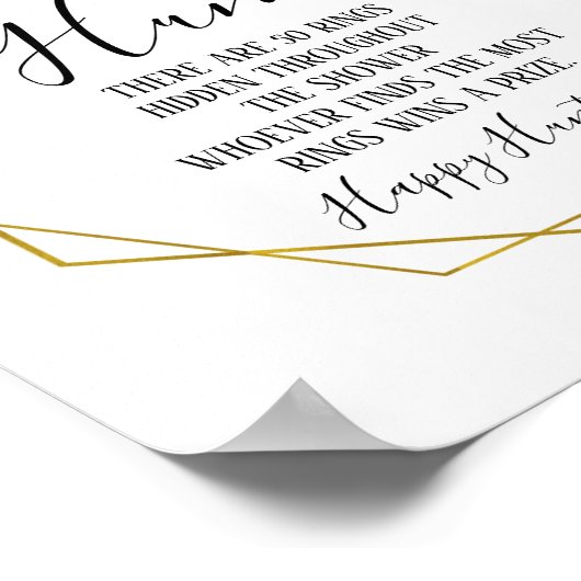 リングや輪狩り緑化ブライダルシャワーゲーム標識 ポスター (角)