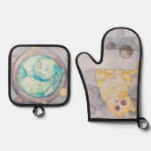 リングや輪猫 鍋つかみ&鍋敷きセット (正面)